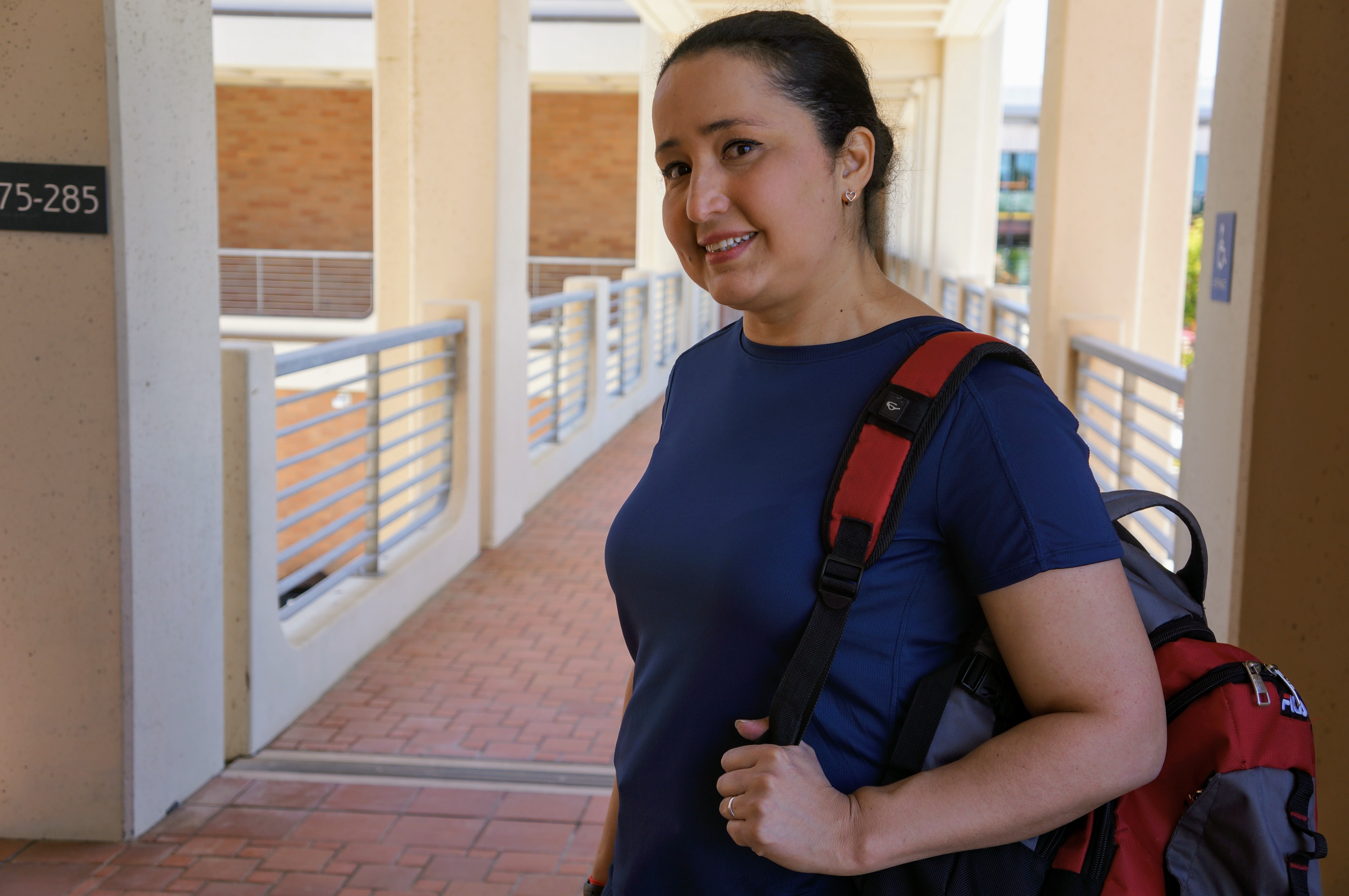 Female student with backpack